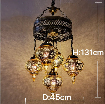 Best Price Handmade Mosaic Chandeliers Lamp  Lighting Turkish Style Glass Home Decoration Chandelier