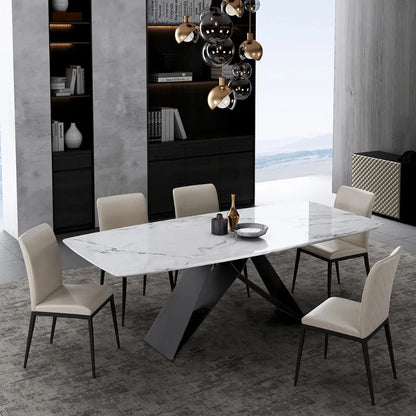 Modern Luxury Italian Rectangular Dining Table Set with a Marble Top