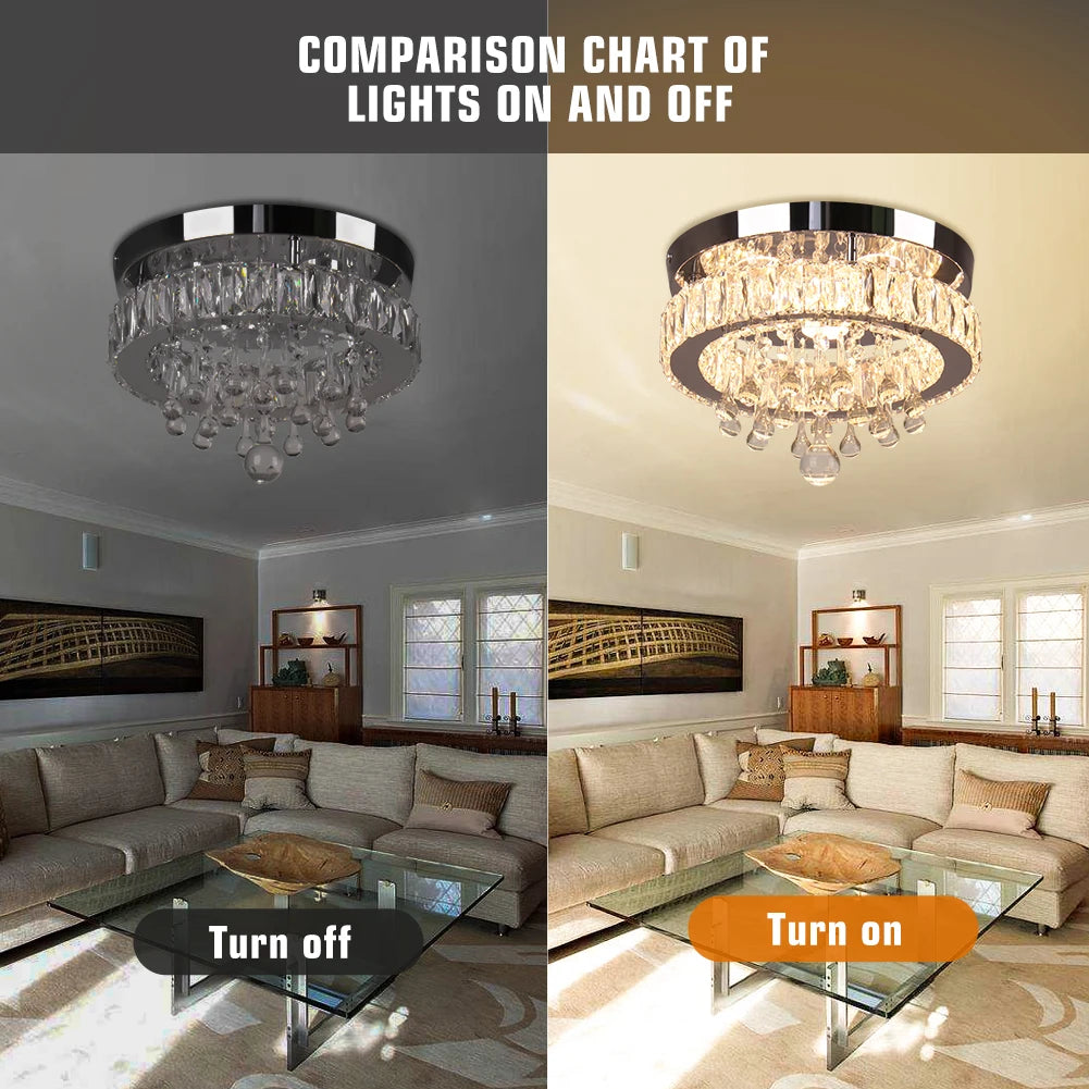 Dimmable Crystal Chandeliers for Living Room Ceiling Light Chandelier Round Luxury Chandelier Led Ceiling Lamp