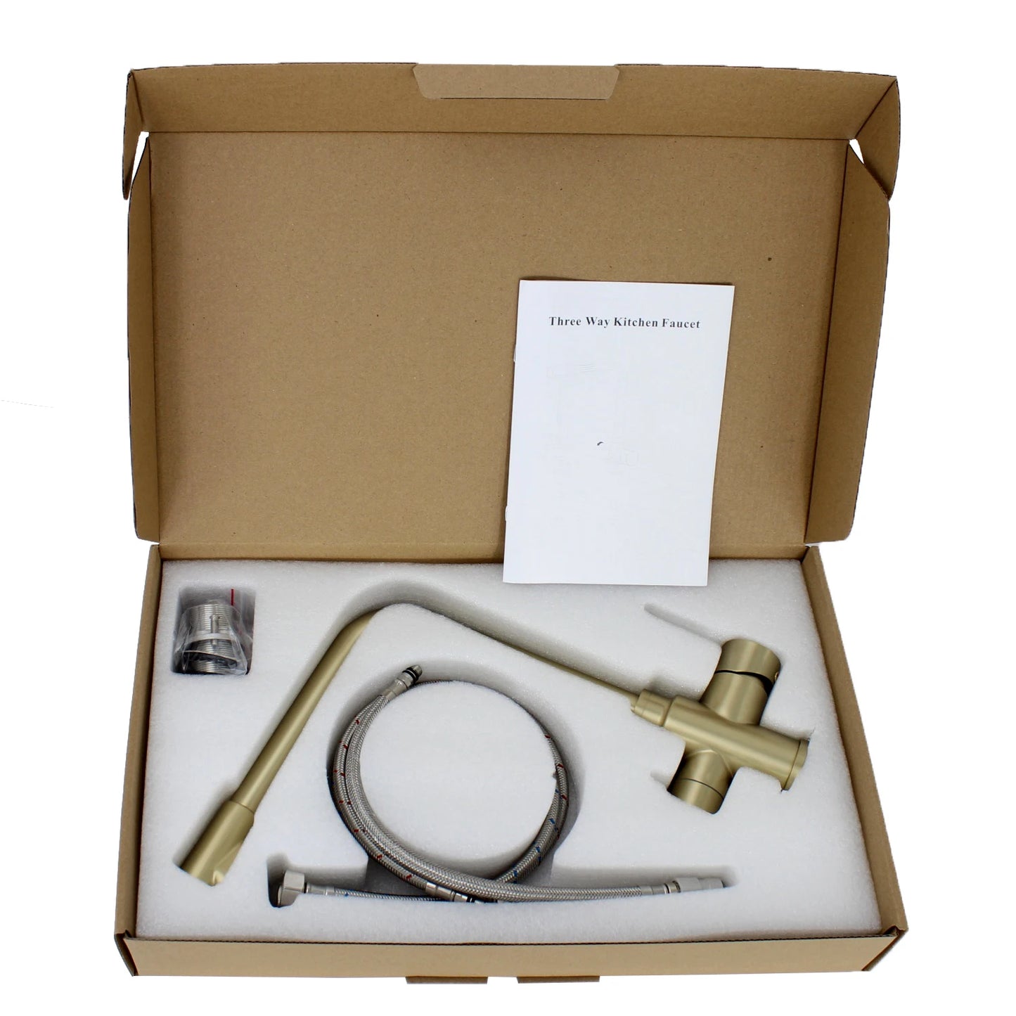 High Quality Stainless Steel 304 Mixer 3 Way Water Tap Hot Cold Purified Water Taps Home Gold Kitchen Faucets
