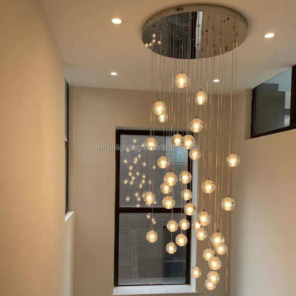 Modern 14-Ball Crystal Bubbles LED Chandeliers Indoor Lighting for Home Kitchen Living Room and Staircase for Home Office
