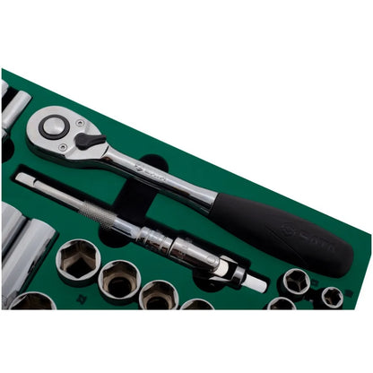 APEX USA  27-Piece 1/2\" Drive Socket Set Hand-Power Tools Made of EVA Material Factory Workshop with Hard Case Packaging