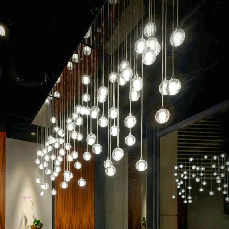 Modern 14-Ball Crystal Bubbles LED Chandeliers Indoor Lighting for Home Kitchen Living Room and Staircase for Home Office