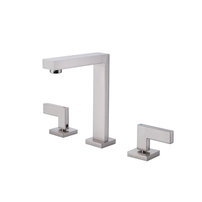 Modern Design Brass Deck Mounted 3 Holes Basin Mixer Faucet Brushed Nickel 2 Handle Bathroom Faucet Bathroom Sink Faucet