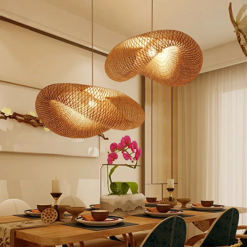Nordic Bamboo Pendant Kitchen Led Light Suspension Hanging  for Home Indoor Ceiling Lamp Special Designer Metal Modern Lighting