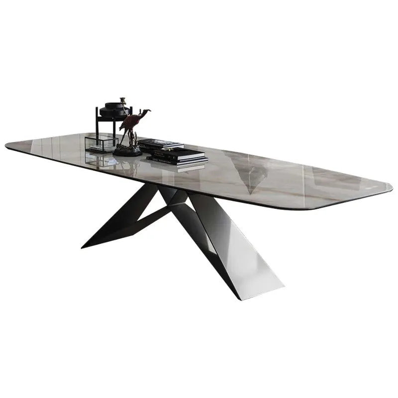 Modern Luxury Italian Rectangular Dining Table Set with a Marble Top