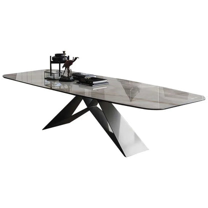Modern Luxury Italian Rectangular Dining Table Set with a Marble Top