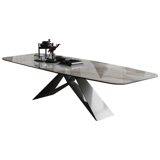 Modern Luxury Italian Rectangular Dining Table Set with a Marble Top
