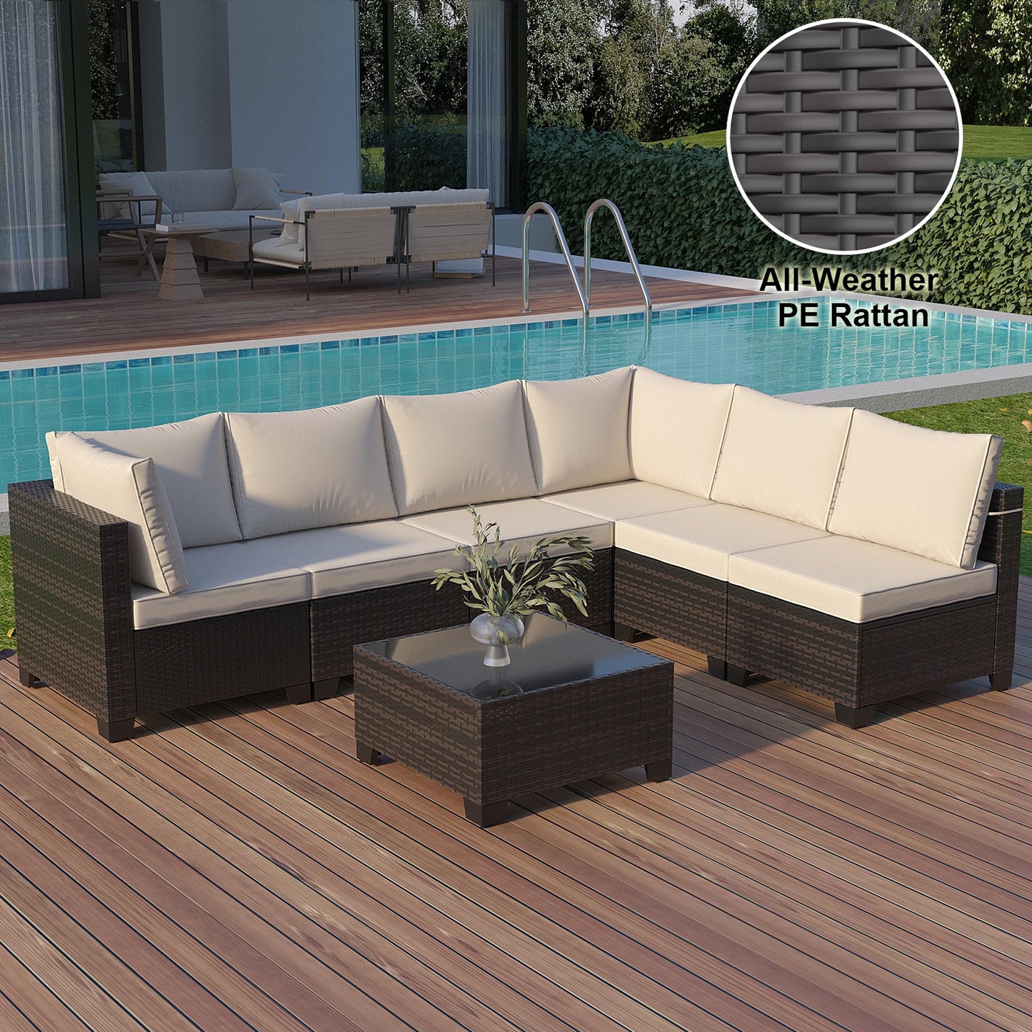 7-piece Sofa Custom Modular Combination Rattan Garden