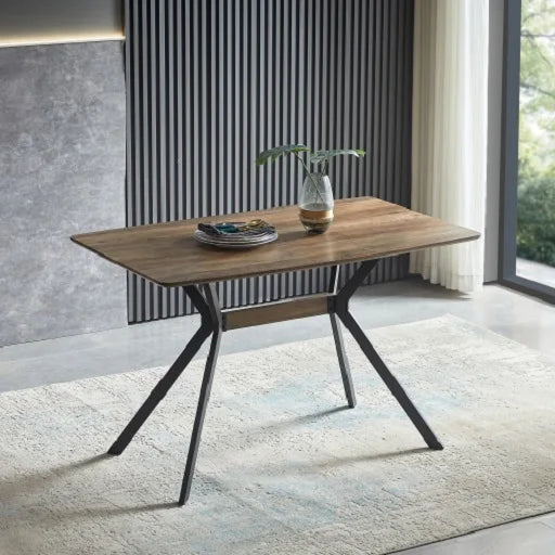Simple wood Dining Table with Metal Leg  Eco-friendly Dining Table Set
