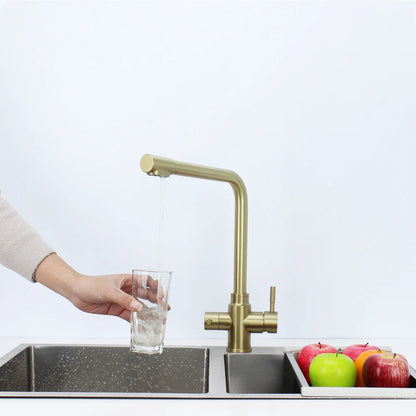 High Quality Stainless Steel 304 Mixer 3 Way Water Tap Hot Cold Purified Water Taps Home Gold Kitchen Faucets