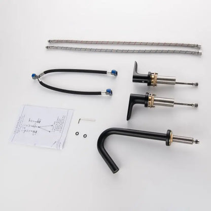 Three Hole Double Handle Bathroom Sink Faucet