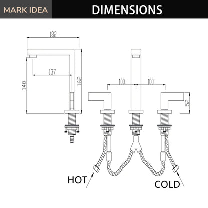 Modern Design Brass Deck Mounted 3 Holes Basin Mixer Faucet Brushed Nickel 2 Handle Bathroom Faucet Bathroom Sink Faucet