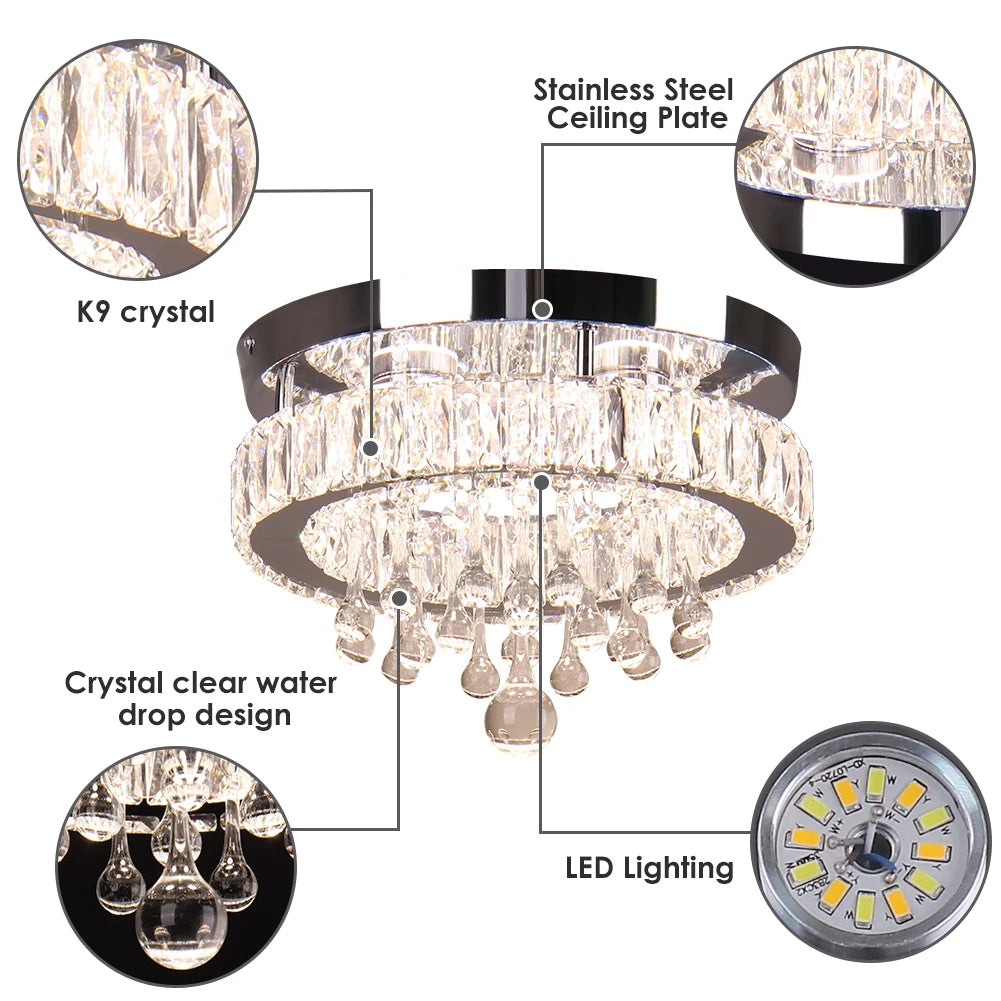 Dimmable Crystal Chandeliers for Living Room Ceiling Light Chandelier Round Luxury Chandelier Led Ceiling Lamp