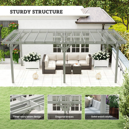 12' X 20' Gray Outdoor Wood Pergola Stable Structure Gazebo Pavilion