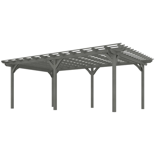 12' X 20' Gray Outdoor Wood Pergola Stable Structure Gazebo Pavilion