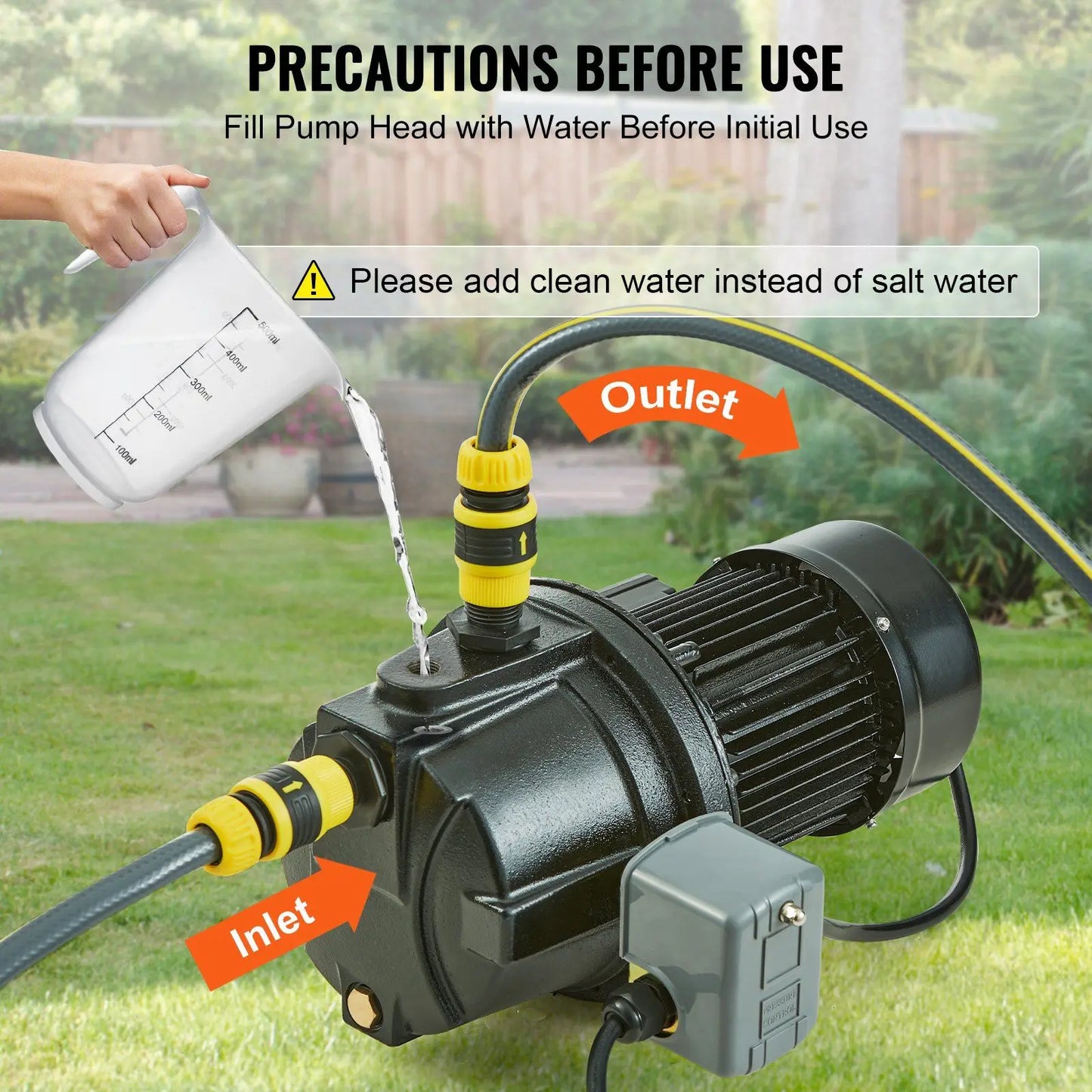 1HP Premium Cast Iron Shallow Well Jet Water Pump 115 Volt 17.6 GPM 164 FT Max Head High-Rise Water Supply Shower Booster for