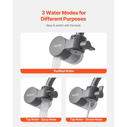 Faucet Mount Water Filter Sink Water Purifier for Kitchen Horizontal Gray