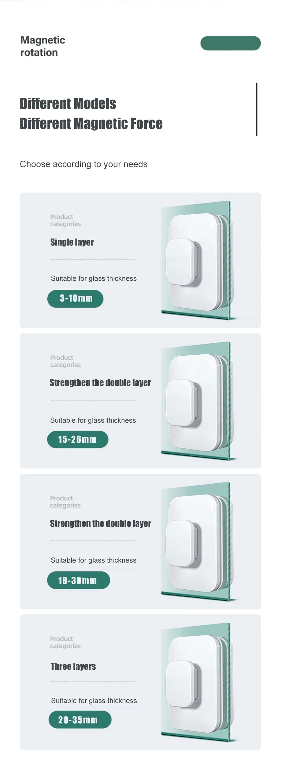 Magnetic Window Cleaner Brush Double-Side Automatic Water Discharge Wiper Glass Window Brush Cleaning Office Household Tools