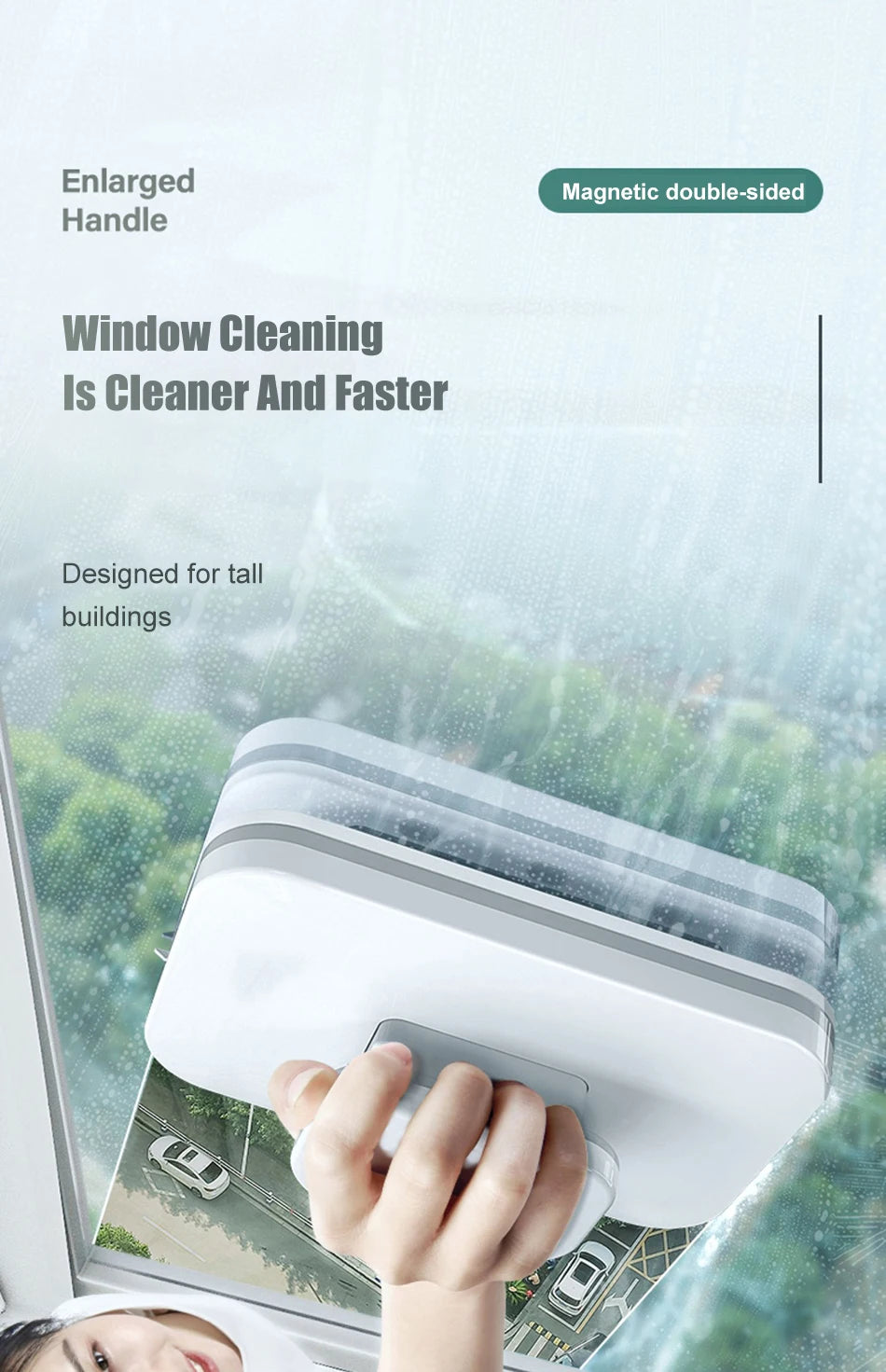 Magnetic Window Cleaner Brush Double-Side Automatic Water Discharge Wiper Glass Window Brush Cleaning Office Household Tools