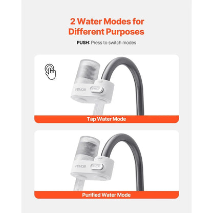 Faucet Mount Water Filter Sink Water Purifier for Kitchen Vertical White