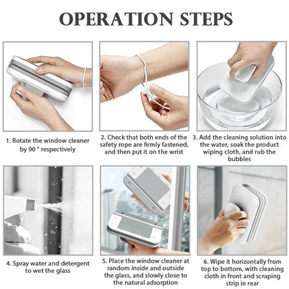 Magnetic Window Cleaner Brush Double-Side Automatic Water Discharge Wiper Glass Window Brush Cleaning Office Household Tools