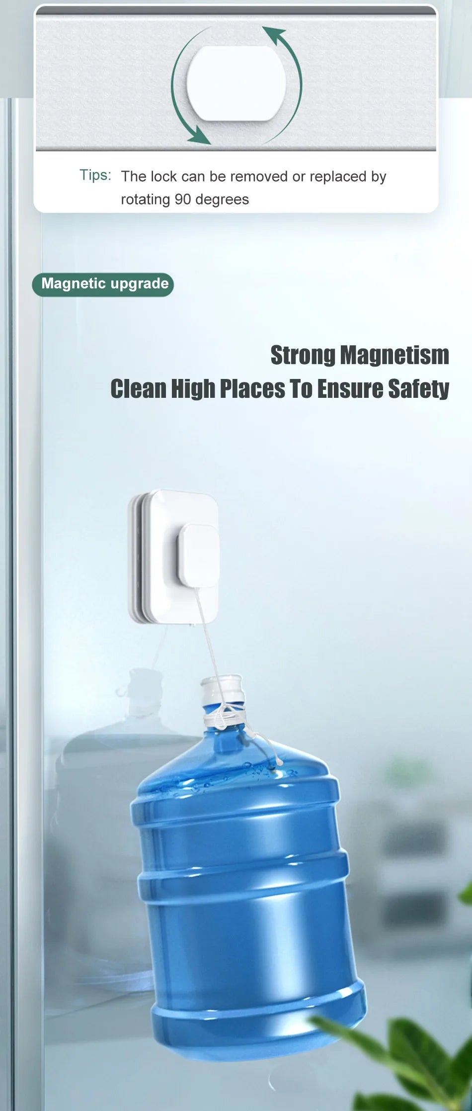 Magnetic Window Cleaner Brush Double-Side Automatic Water Discharge Wiper Glass Window Brush Cleaning Office Household Tools