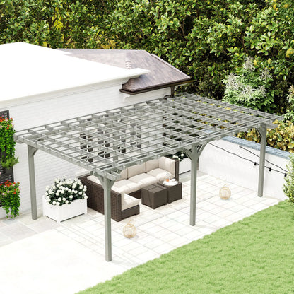 12' X 20' Gray Outdoor Wood Pergola Stable Structure Gazebo Pavilion